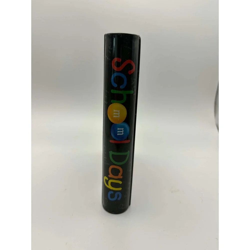 M&M'S School Days‎ Metal Tin Book Shape Red & Yellow Characters Vintage Storage